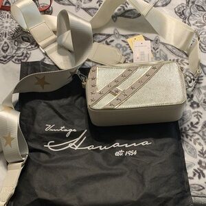 Vintage Havana Metallic Crossbody Bag with Star Accents
